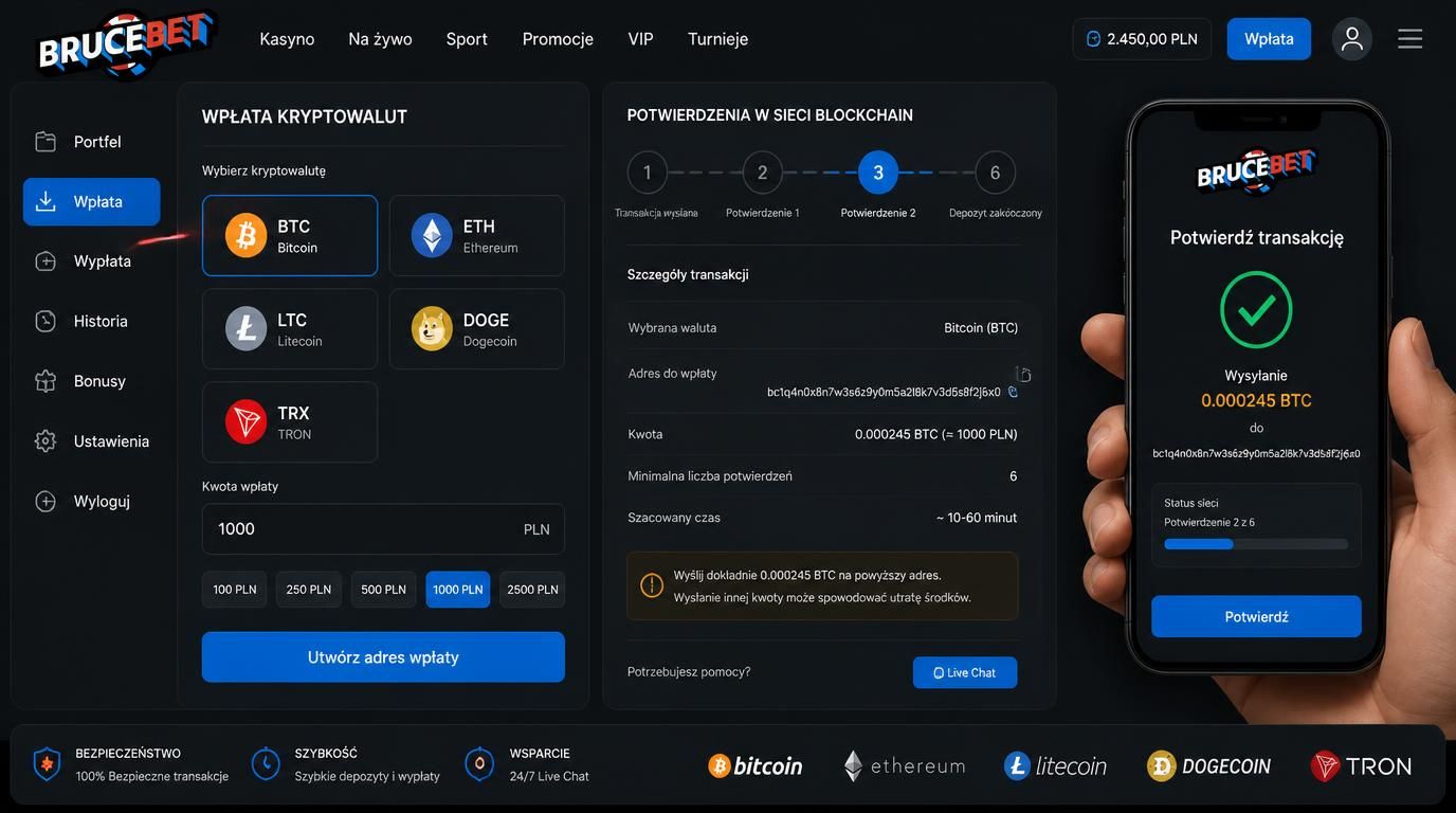 Kryptowaluty z potwierdzeniami sieci i użytkownik akceptujący transakcję